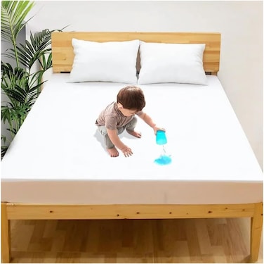 Waterproof Mattress Protector Cotton 200x200cm for Super King Size Bed Breathable and Durable Cotton+TPU High Absorption Pad Cover Protects from Stains and Spills 100% Waterproof White