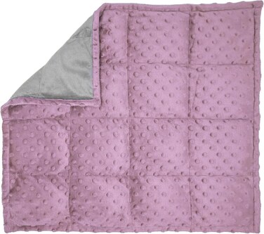 Weighted Lap Pad for Kids 3Lbs Dotted Minky Weighted Lap Blanket for Kids with Sensory Processing Issues Like Autism or ADHD 56x48cm Lilac/Grey