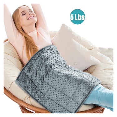 Weighted Lap Blanket 5Lbs Dotted Minky 56x48 cm Ash Grey Weighted Lap Pad Ideal for Kids, Teens, and Adults, Supports  Relaxation &amp; Focus