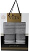 3-Piece Turkish Cotton Towel Set Lightweight Bath Towel Hand &amp; Face Towels Gift Set Soft, Absorbent, Gift-Ready Box Set of Towels in Stripe Border Design Grey