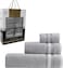 3-Piece Turkish Cotton Towel Set Lightweight Bath Towel Hand &amp; Face Towels Gift Set Soft, Absorbent, Gift-Ready Box Set of Towels in Stripe Border Design Grey