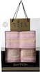 3-Piece Turkish Cotton Towel Set Lightweight Bath, Hand &amp; Face Towels Gift Set Soft, Absorbent, Gift-Ready Box Set of Towels in Golden Jacquard Border Designs Pink/Gold