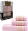 3-Piece Turkish Cotton Towel Set Lightweight Bath, Hand &amp; Face Towels Gift Set Soft, Absorbent, Gift-Ready Box Set of Towels in Golden Jacquard Border Designs Pink/Gold