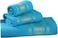 3-Piece Turkish Cotton Towel Set Lightweight Bath, Hand &amp; Face Towels Gift Set Soft, Absorbent, Gift-Ready Box Set of Towels in Golden Jacquard Border Designs Turquoise /Gold