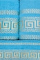 3-Piece Turkish Cotton Towel Set Lightweight Bath, Hand &amp; Face Towels Gift Set Soft, Absorbent, Gift-Ready Box Set of Towels in Golden Jacquard Border Designs Turquoise /Gold