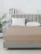 Turkish Jersey Cotton Fitted Sheet King Size 180&times;200 cm Bed Sheet Cotton Deep Pocket 30 cm, Elasticated Edges Beige