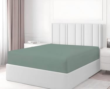 Turkish Jersey Cotton Fitted Sheet King Size 180&times;200 cm Bed Sheet Cotton Deep Pocket 30 cm, Elasticated Edges Sage Green