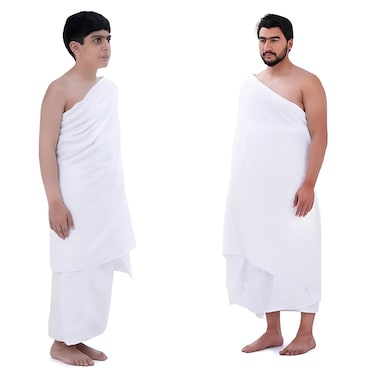 Fabienne Ihram Towel 2-Pc 165x110cm Mid-Size Ihram for Teen Boys &amp; Short Men Ihram for Hajj &amp; Umrah Soft Absorbent Lightweight &amp; Comfortable Pilgrimage Youth Towel Ihram for Boys Large
