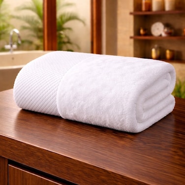 Luxury Cotton Bath Towel White 70x140cm 600 GSM Large Premium Quality Cotton Towel Highly Absorbent and Durable Hotel Spa Bathroom Towel