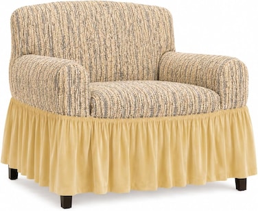 Jacquard Fabric Stretchable One Seater Sofa Cover Beige