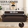 Stretch Fit 3-Seater Sofa Cover Brown Soft Brushed Fabric Couch Cover Full Coverage Furniture Protector Slipcover Three Seater Fits on Standard and Recliner Sofa 185-235cm Size