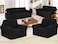 Stretch Fit 7 Seater Sofa Cover Set Black 3211 Combination Soft Brushed Fabric Couch Cover Full Coverage Furniture Protector Slipcover Seven Seater Fits on Standard and Recliner Sofa