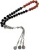 Prayer Beads 33 Natural Stone Aqeeq/Agate Tasbih 8mm with Box and Metallic Tassel Ideal for Gift Ramadan Eid Black/Red