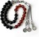 Prayer Beads 33 Natural Stone Aqeeq/Agate Tasbih 8mm with Box and Metallic Tassel Ideal for Gift Ramadan Eid Black/Red