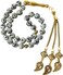 Prayer Beads 33 Natural Stone Dalmatian Jasper Tasbih 8mm with Gift Box and Metallic Tassel Ideal for Gift Ramadan Hajj Umrah Eid White/Black