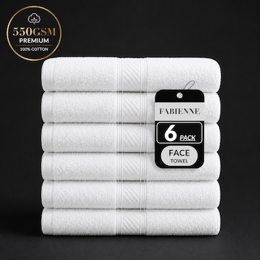 ٦ قطع مناشف غسيل فاخرة 33×33 سم، 100% قطن، مناشف وجه ناعمة وعالية الامتصاص، تصميم بحواف مزدوجة، متعددة الاستخدامات للحمام وغرفة الطعام والنادي الرياضي والفنادق والسبا
