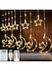 Festive Lights - Star &amp; Crescent Moon Curtain Lights with LED for Eid &amp; Ramadan - Perfect for Home &amp; Garden Decoration