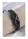 Black Leather Men's Bracelet With Black Infinity Sign