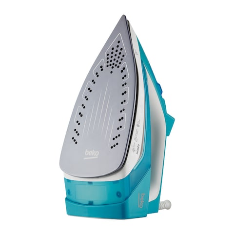 Beko Steam Iron - 2200Watts, Ceramic coated soleplate with steam pools, Manual knob control and steam control, 3-Way Auto shut-off, Mechanical Anti-Drip, Self-Clean. Vertical Steam - SIM3122T