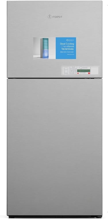 Indesit 500 Ltrs Gross &amp; 408 Liters Net Capicity, Double Door Refrigerator, Active Dual Cooling, No Frost Technology, Top Mount, Holiday Mode, Inverter Type Inox - TINF-701452XME