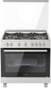 Indesit 90 x 60cms Gas Cooker, 5 Burners, 1 Wok Burner, Cast Iron, Closed Door Gas Grill, Inox, Made in Egypt - RIN9-GGF23128XME