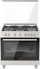 Indesit 90 x 60cms Gas Cooker, 5 Burners, 1 Wok Burner, Cast Iron, Closed Door Gas Grill, Inox, Made in Egypt - RIN9-GGF23128XME