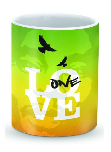 Premium One Love Designer Mug Yellow/Green/White