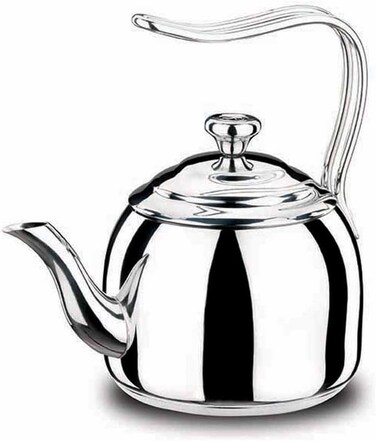 Korkmaz Droppa Tea Pot 2.7L, Stainless Steel Induction Compatible Tea Pot, Silver - KA054
