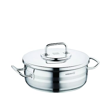 Korkmaz Astra2 Low Casserole 28x10 / 6 L   Induction Pot for Cooking   Turkish Stainless Steel Cookware - KA2036