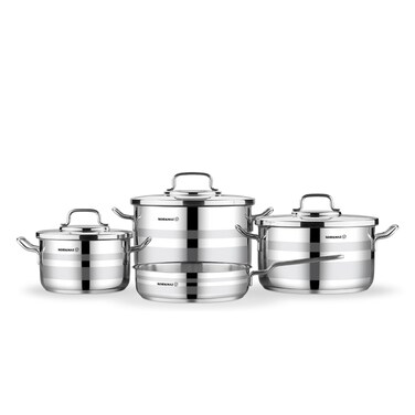 Korkmaz Astron 7 pcs Cookware Set   Pots and Pans Set   Stainless Steel Inductions Cookware Sets A2054
