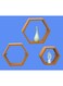 FLOATING WALL SHELVES HEXAGON SHAPE 3PCS SET GOLDEN Size: 30x9x26CM/ 26x9x22.5CM 22x9x19.10CM