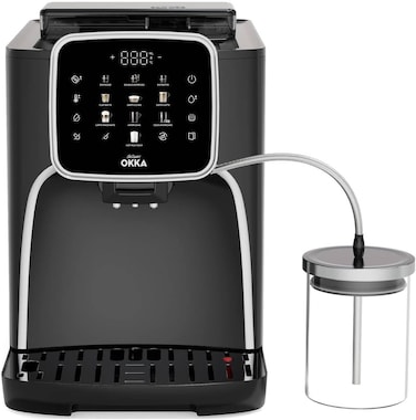 Arzum Okka Espresso Pro M fully Automatic Espresso Machine,1.8L Water Capacity, Double Espresso,Americano, Cold Americano, Cappuccino, Latte Macchiato, Milk Foam,Built In Grinder,CHROME,OK0028-05