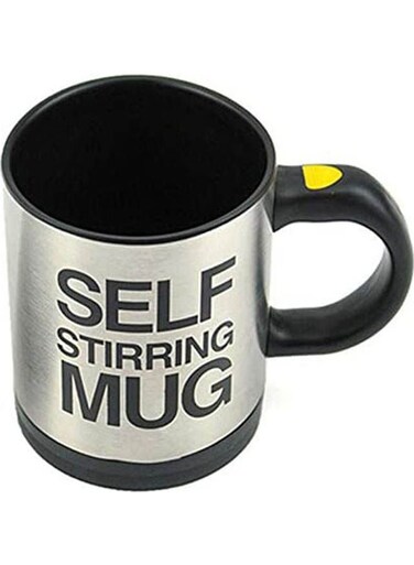 Automatic Electric Self Stirring Mug Coffee Mixing Drinking Cup Silver-Black
