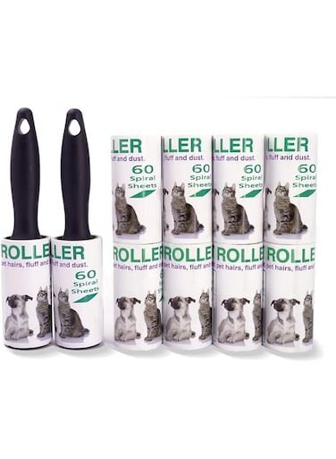 Blinggo Lint Roller Portable Pet Hair Remover Kit, 2 Black Sticky Roller with 10 Refills, 600 Sheets, for Furniture Bedding Clothing Car Seat