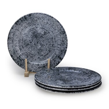 Edessa Ceramic Ginko 27Cm Round Dinner Plate, Multicolor (Set of 4)
