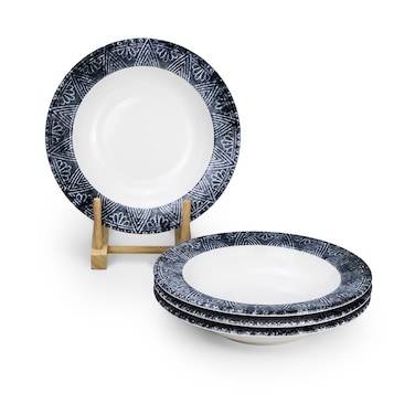 Edessa Ceramic Ginko 22Cm Round Soup Plate, White (Set of 4)