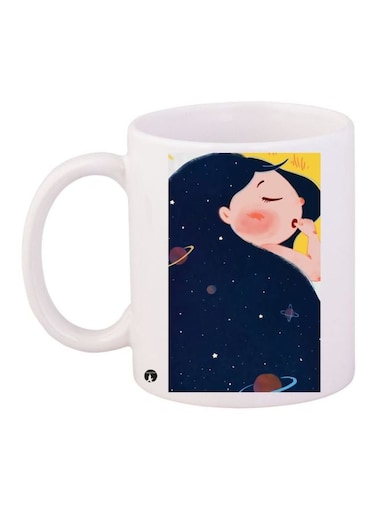 Girl Printed Coffee Mug White/Blue/Pink