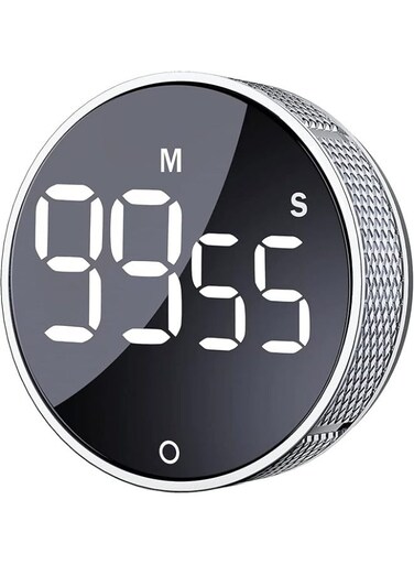 Large LED Digital Countdown Countup Timer for Kitchen, Classroom, Fitness, Cooking, Baking, Learning, Silver