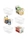 Vtopmart 6 Pack Clear Plastic Food Storage Containers with Handle, Pantry Organizer Bins,for Refrigerator, Cabinet, Kitchen, Cupboard, Countertop, Freezer Organization and Storage，Medium