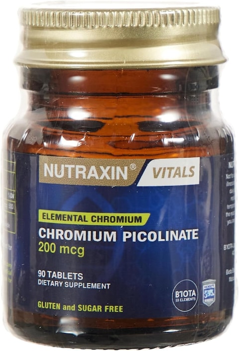Nutraxin Chromium Picolinate 200 mcg Gluten and Sugar Free 90 tablets