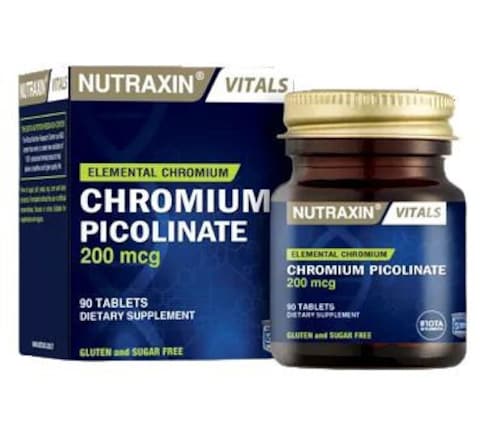Nutraxin Chromium Picolinate 200 mcg Gluten and Sugar Free 90 tablets