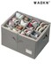 Shoe Organizer for Closet, Fits 16 Pairs, Large Shoe Box Storage Containers, Clear Foldable Shoe Storage Bins w/Bottom Support, Space Saving Shoes Holder w/Reinforced Handles, Gray