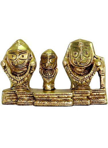 eSplanade Brass Lord Puri Jagannath, Balaram and Subhadra maa Idol for Decor Idol Murti Statue - 2.75 inches