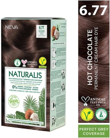 NEVA&nbsp;Naturalis Permanent Hair Color, Vegan,100% Gray Coverage, Organic, No Harmful Chemicals, Ammonia Free, Long-Lasting - HOT CHOCOLATE - 6.77