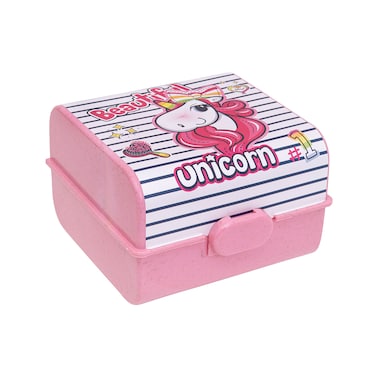 Herevin Unicorn Printed Pink Lunch Box for Kids &ndash; BPA-Free Polypropylene (PP) Food Container with Snap Lock Lid