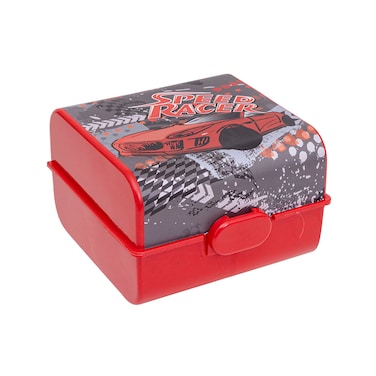 Herevin Speed Racer Printed Red Lunch Box for Kids - BPA-Free Polypropylene (PP) Food Storage Container with Snap Lock Lid