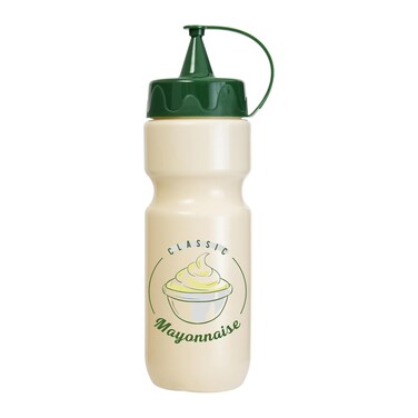 Herevin 660ml Classic Mayonnaise Dispenser Bottle - Beige Decorated BPA-Free PP &amp; PE Squeeze Bottle for Mayo, Sauces, and Condiments