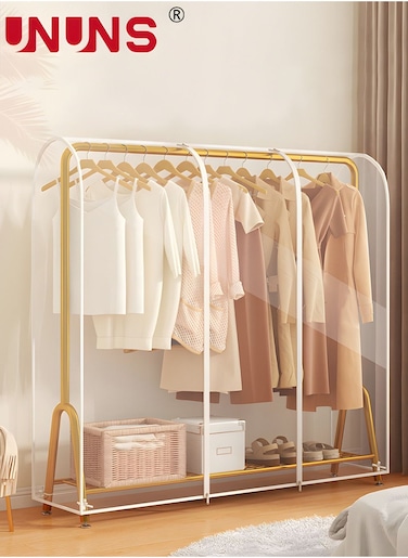 Hanging Garment Bags,Extra Large Clear Garment Rack Cover,Dustproof Waterproof Storage Bag For Wardrobe With Full Zipper,120x50x150cm