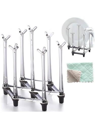 Marbrasse Retractable Countertop Drying Rack Stand, Drinking Cup Drying Drainer Storage Holder,Mug Glass Kitchen Organiser with Non-slip Bottom