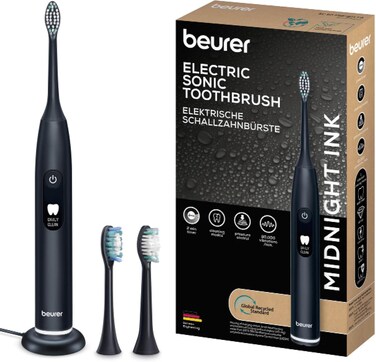 Beurer SC 50 Midnight Ink   Electric Toothbrush with 5 Cleaning Modes   80,000 Vibrations   Time Display   Includes 2 Replacement Toothbrush Heads   German Engineering   3-Year Guarantee